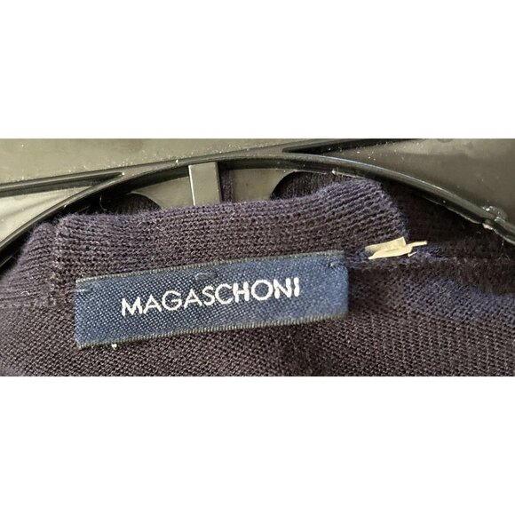 MAGASCHONI Cotton Cardigan Ruffled Front Belt Brown Long Sleeve Size Small - Picture 6 of 8